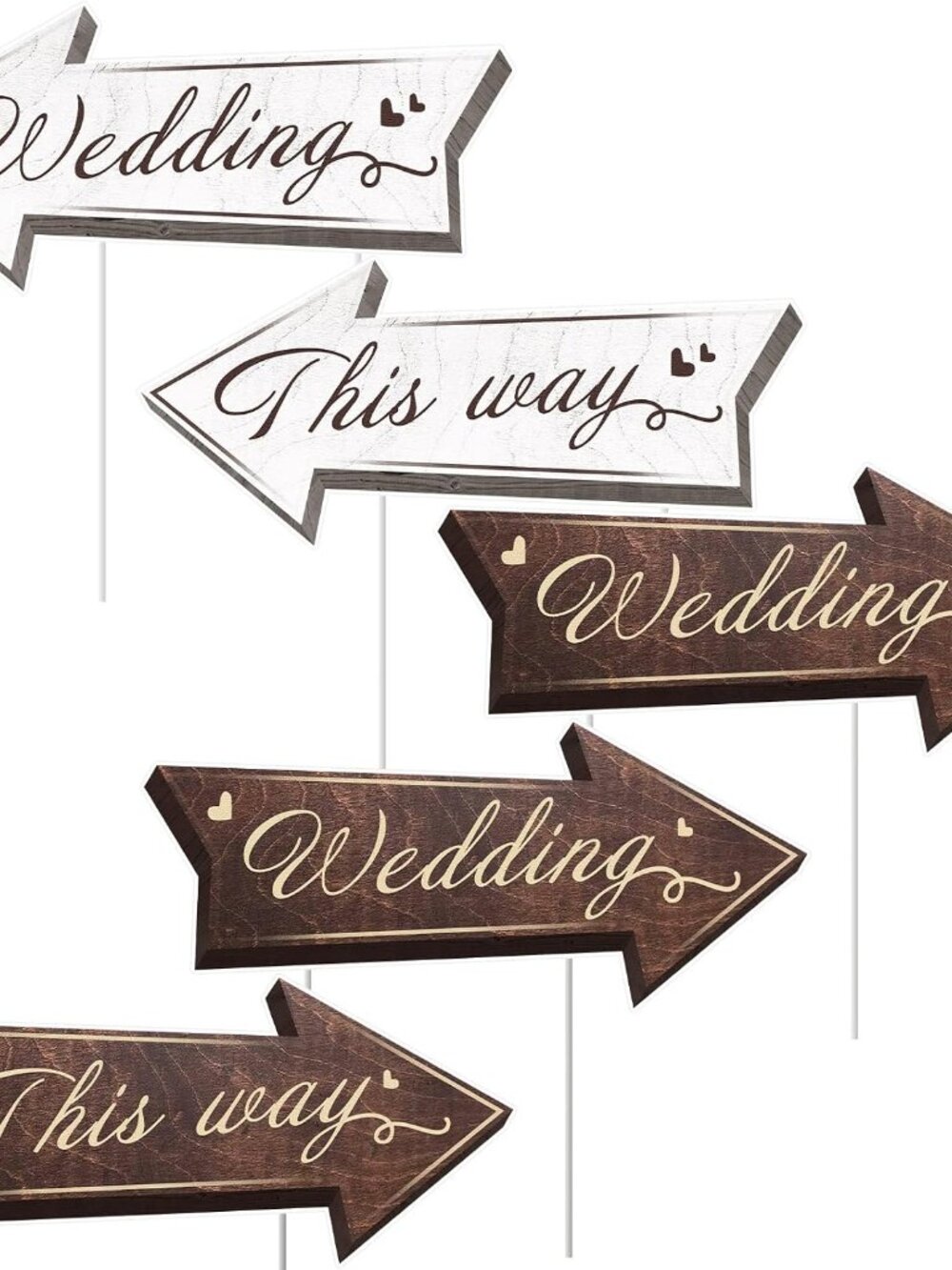 Wedding Directional Road Sign, Arrow Yard Signs with Exquisite Double-Sided Prin